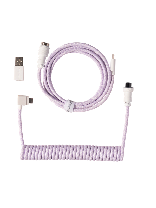 Keychron Spiralformad Aviator USB 8K-kabel med vinklad kontakt (Light Purple) - Tangentbordskabel - Lila