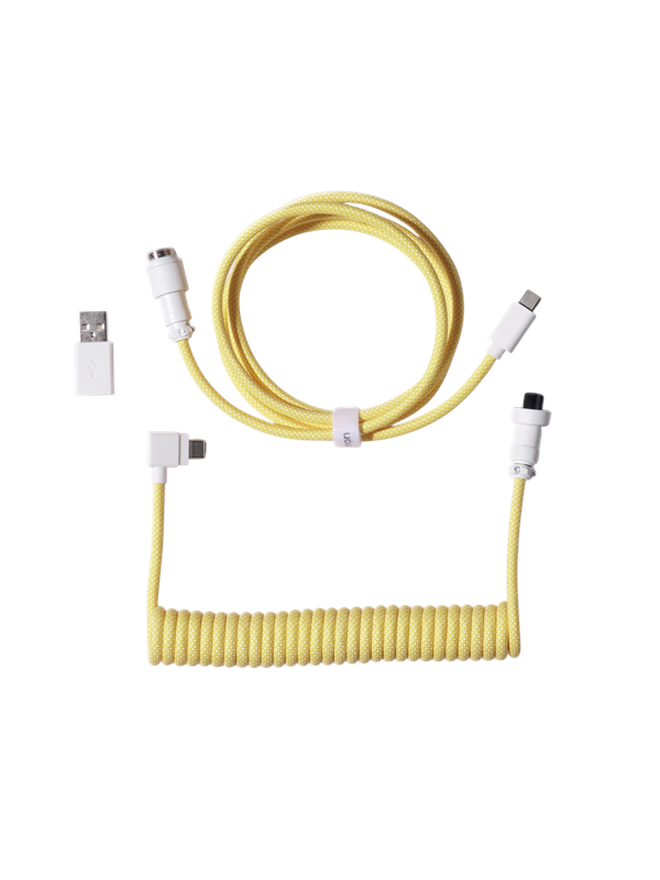 Keychron Spiralformad Aviator USB 8K-kabel med vinklad kontakt (Yellow) - Tangentbordskabel - Gul