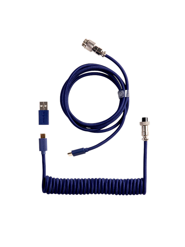 Keychron Spiralformad Aviator USB 8K-kabel med rak kontakt (Blue) - Tangentbordskabel - Blå