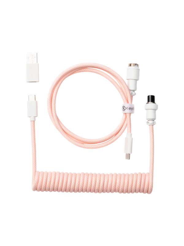 Keychron Spiralformad Aviator USB 8K-kabel med rak kontakt (Light Pink) - Tangentbordskabel - Rosa