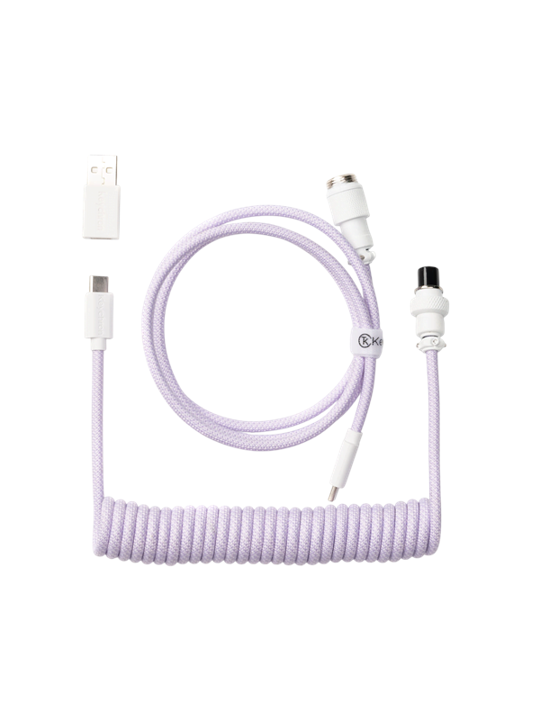 Keychron Spiralformad Aviator USB 8K-kabel med rak kontakt (Light Purple) - Tangentbordskabel - Lila