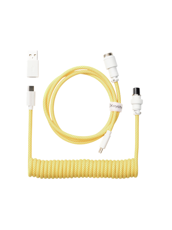 Keychron Spiralformad Aviator USB 8K-kabel med rak kontakt (Yellow) - Tangentbordskabel - Gul