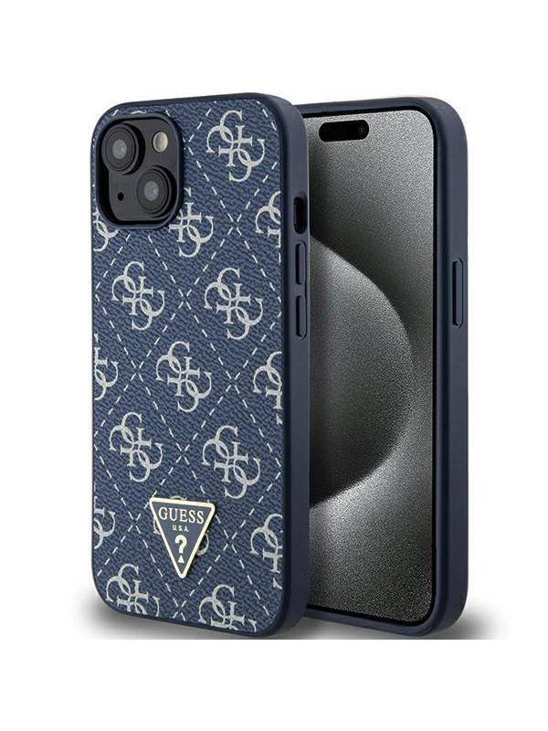 GUESS 4G Triangle Metal Logo case for iPhone 15 Plus / 14 Plus - blue