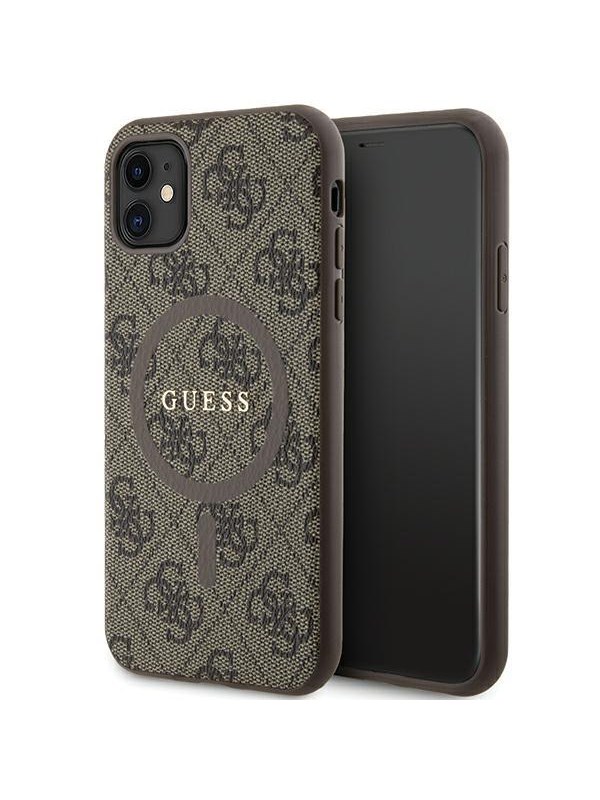 GUESS GUHMN61G4GFRW iPhone 11 6.1" / Xr brown/brown hardcase 4G Collection Leather Metal Logo MagSafe