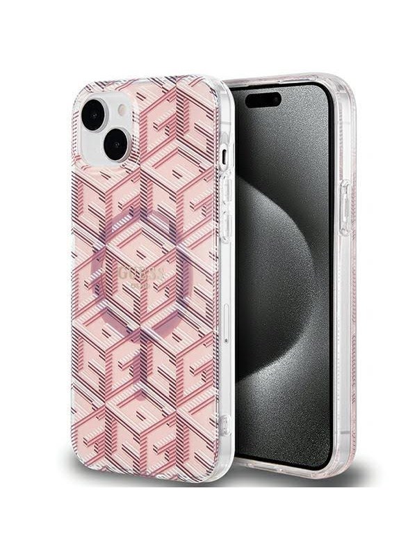 GUESS IML GCube MagSafe case for iPhone 15 Plus / 14 Plus - pink