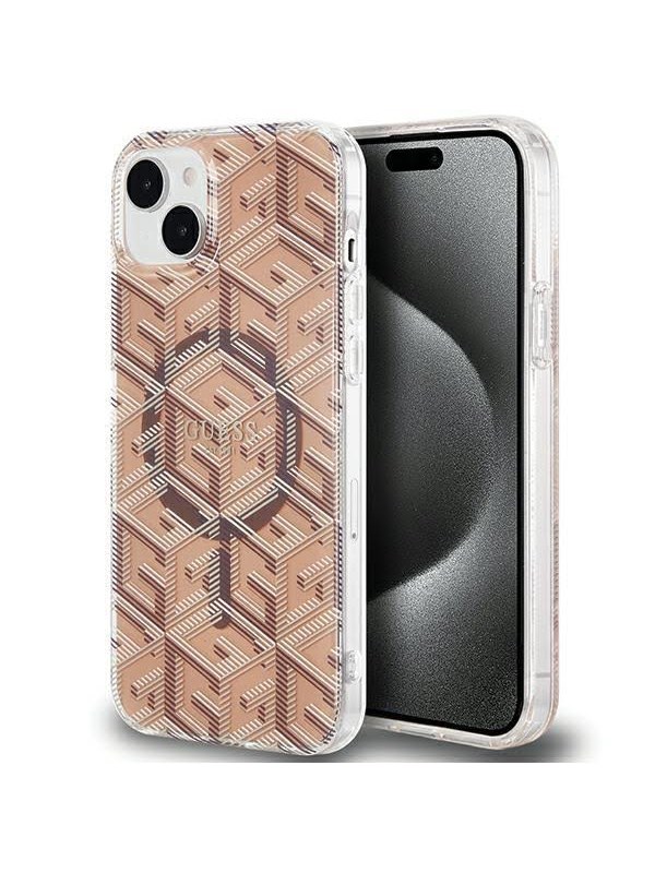 GUESS IML GCube MagSafe case for iPhone 15 / 14 / 13 - brown