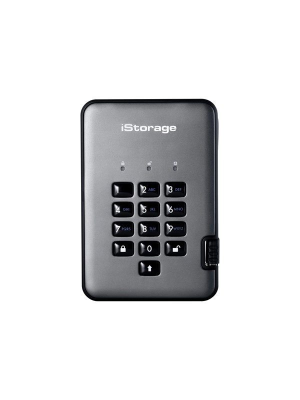 iStorage diskAshur PRO² - hard drive - 500 GB - USB 3.1 - TAA Compliant - Extern Hårddisk - 500GB - Grå