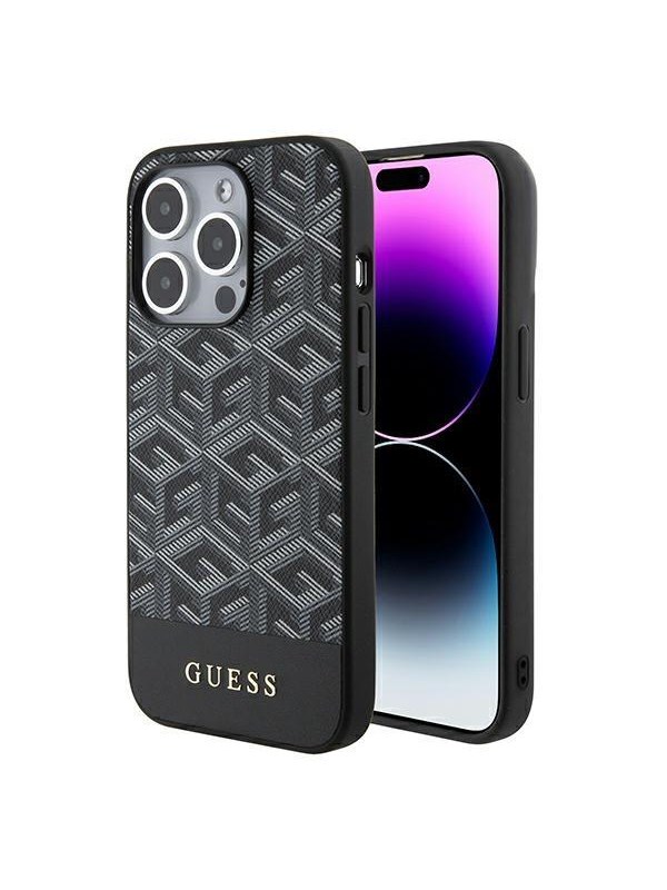 GUESS GCube Stripes MagSafe case for iPhone 15 Pro Max - black