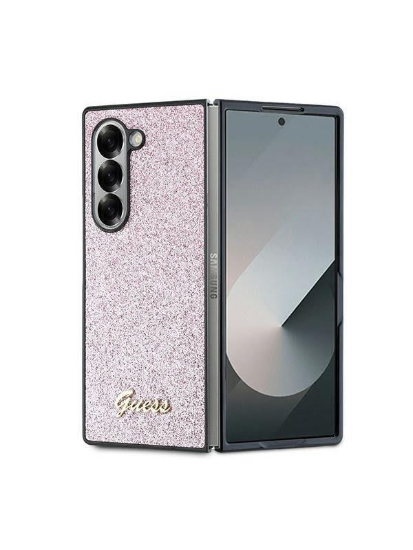 GUESS 4G Glitter Script Case for Samsung Galaxy Z Fold 6 - Pink
