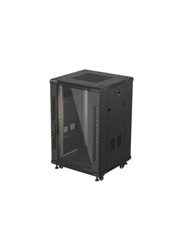Lanberg FF01 series - rack - 600 x 600 mm flat pack with glass door - 18U