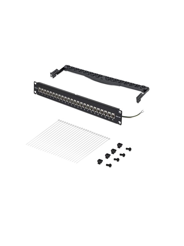StarTech.com Startech feed through patch panel - 1U - 19" - with cable management bar inline couplers - TAA Compliant