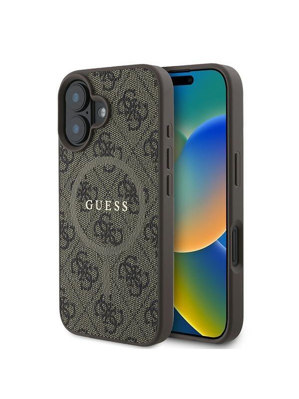 GUESS 4G Ring Classic Logo MagSafe iPhone 16 Plus Case - Brown