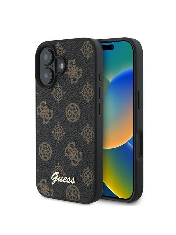GUESS Peony Script MagSafe iPhone 16 Plus Case - Black