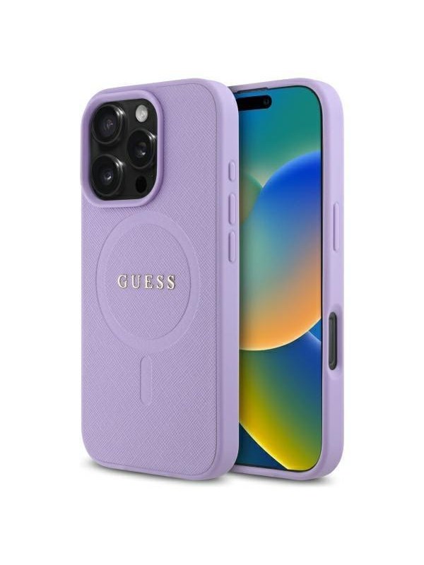 GUESS Saffiano MagSafe case for iPhone 16 Pro Max - purple