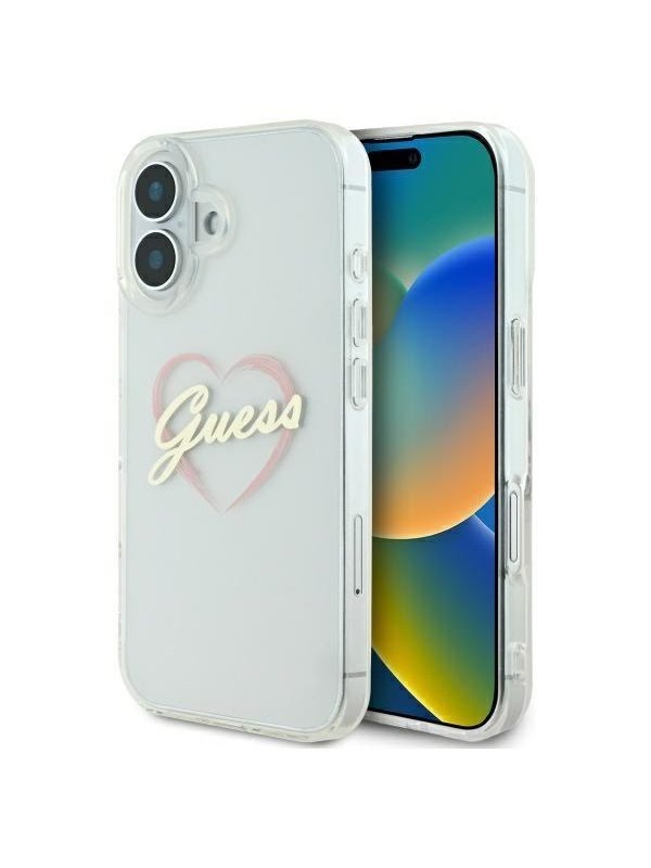 GUESS IML Heart Case for iPhone 16 plus - Transparent