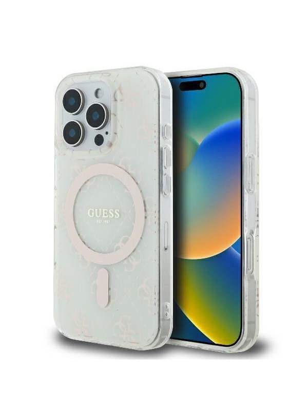 GUESS IML 4G Background MagSafe iPhone 16 Pro Case - White