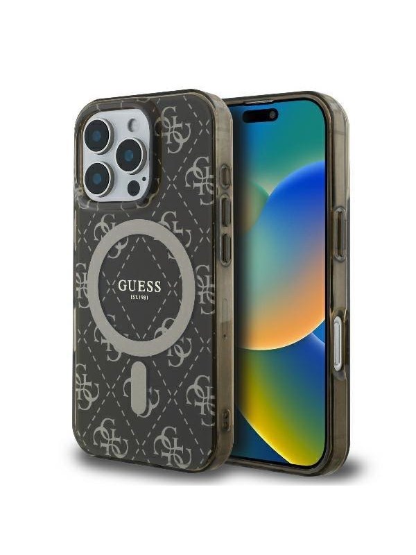 GUESS IML 4G Background MagSafe iPhone 16 Pro Case - Brown