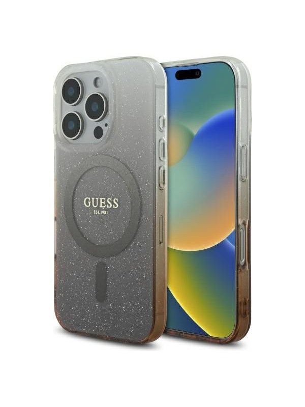GUESS IML Glitter Gradient MagSafe Case for iPhone 16 Pro - Brown