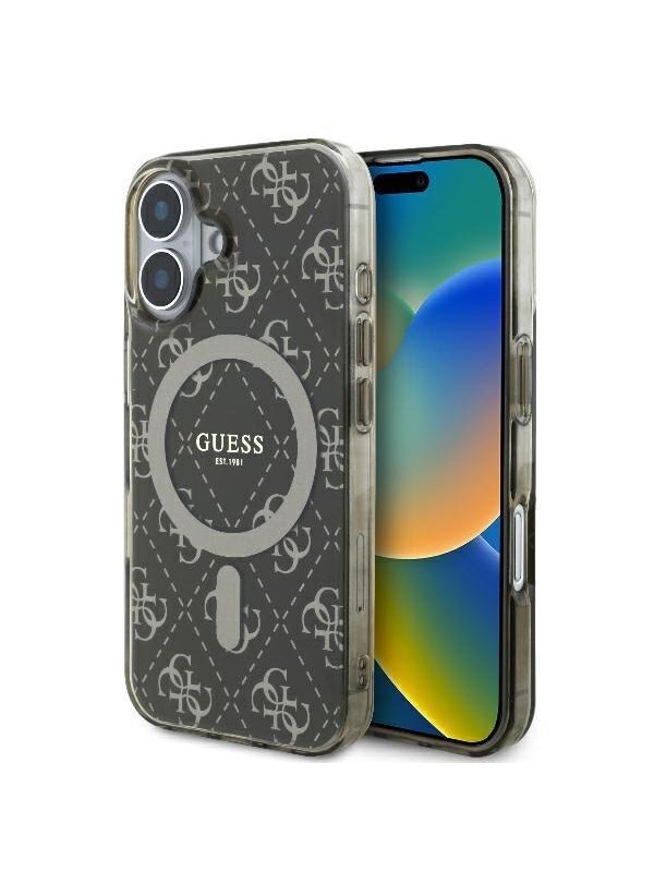 GUESS IML 4G Background MagSafe iPhone 16 Case - Brown