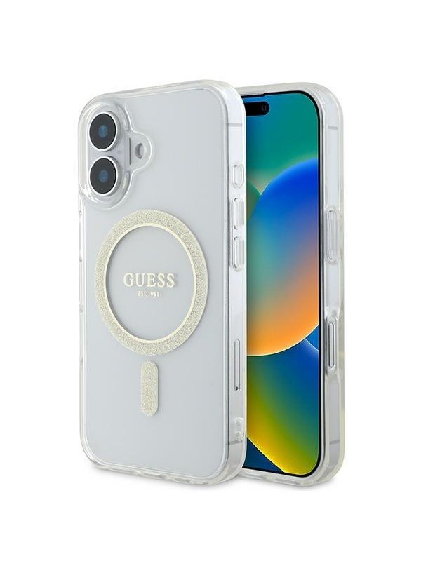GUESS IML Glitter Circle MagSafe iPhone 16 Case - Clear