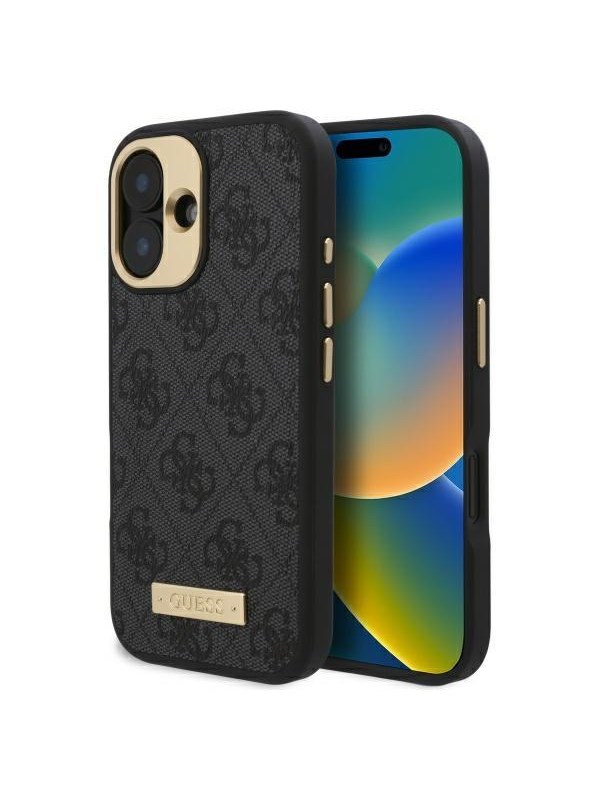 GUESS 4G Logo Plate MagSafe case for iPhone 16 - black