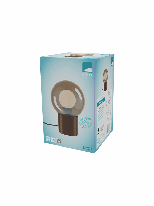 EGLO BRAVINO BORDSLAMPA H175 E14 TOUCH BRONS/BRUN-TRANSP.