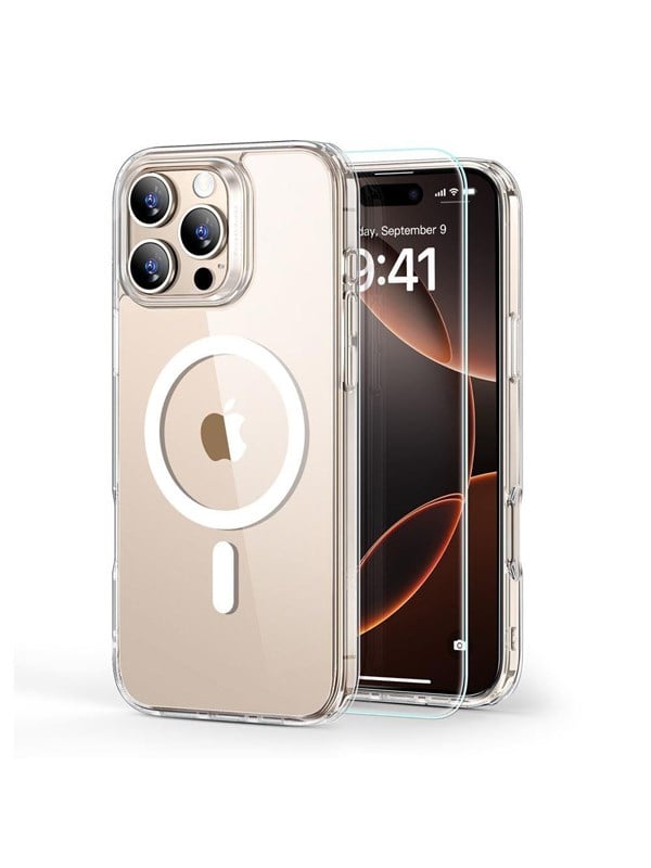ESR Classic Hybrid Halolock MagSafe Case + Tempered Glass for iPhone 16 Pro Max - Clear