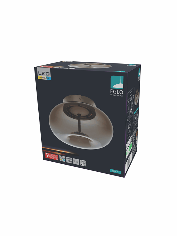 EGLO OPTICA 1 TAK Ø:250 CCT MÖRK BRONS/BRUN-TRANSP.