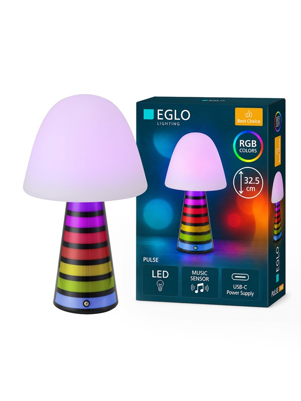 EGLO PULSE BORDSLAMPA H325 RGBW TOUCH SVART/VIT