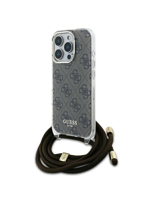 GUESS Crossbody Cord 4G Print Case for iPhone 16 Pro Max - Brown