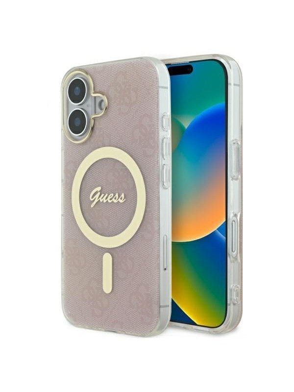 GUESS IML 4G MagSafe iPhone 16 Plus Case - Pink