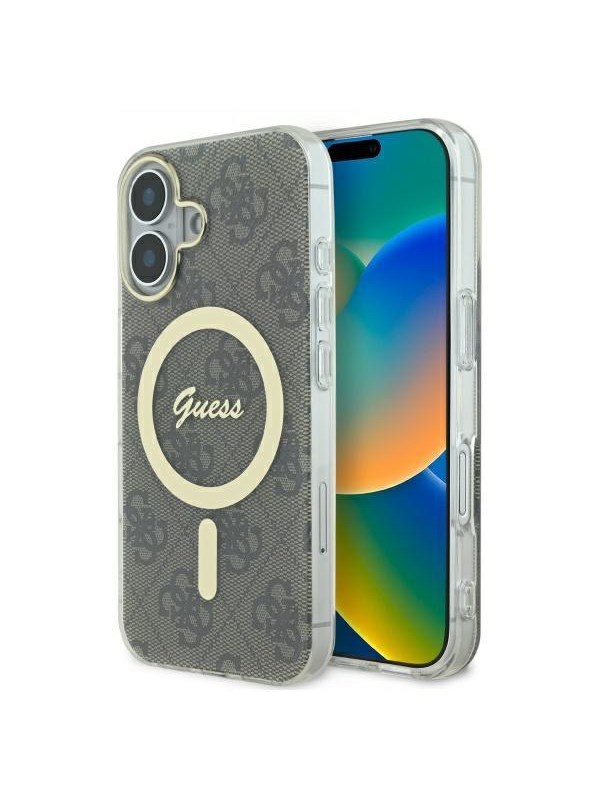GUESS IML 4G MagSafe Case for iPhone 16 Plus - Brown