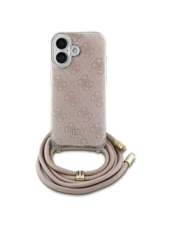 GUESS Crossbody Cord 4G Print iPhone 16 Case - Pink