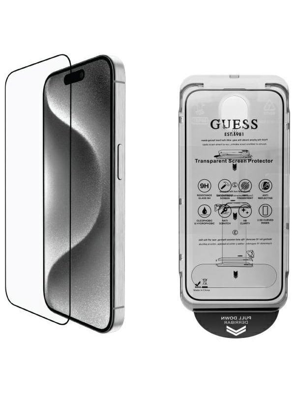 GUESS Screen Protector 2.5D Outline Tempered Glass for iPhone 16 Pro Max