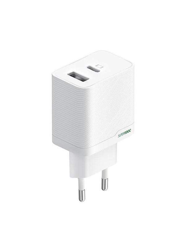 OPPO SuperVOOC 45W USB-A + USB-C Wall Charger - White