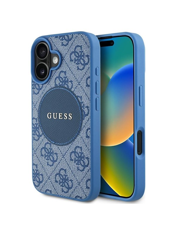 GUESS 4G Circle Classic Logo MagSafe case for iPhone 16 - blue