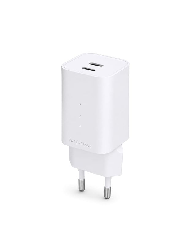 ESSENTIALS by UPSTRÖM 65W Dual Port USB-C GaN Charger | 2 Ports - White