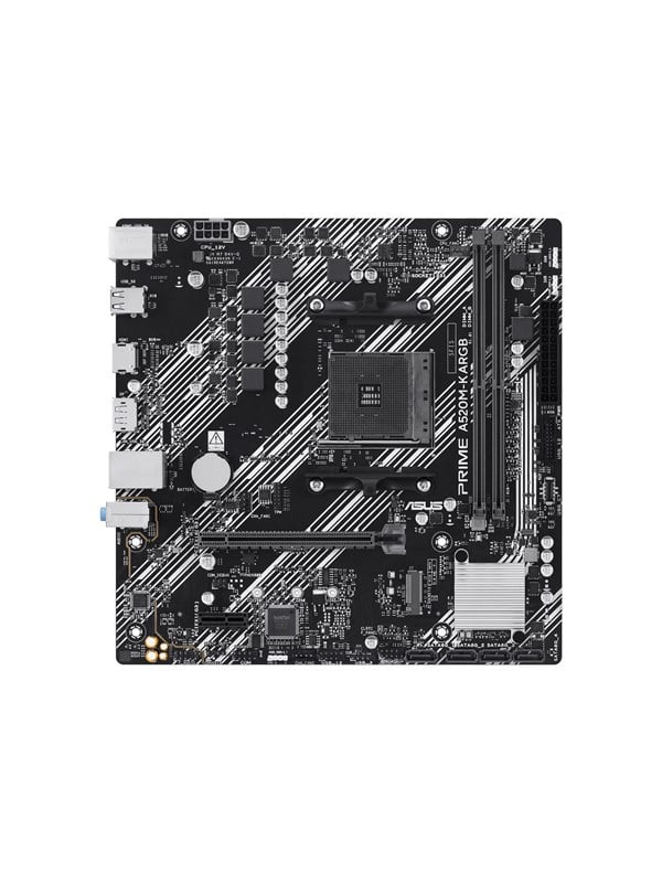 ASUS PRIME A520M-K ARGB Moderkort - AMD A520 - AMD AM4 - DDR4 RAM - Micro-ATX