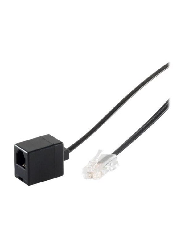 S-Impuls phone extension cable - 15 m - black - Svart - 15m