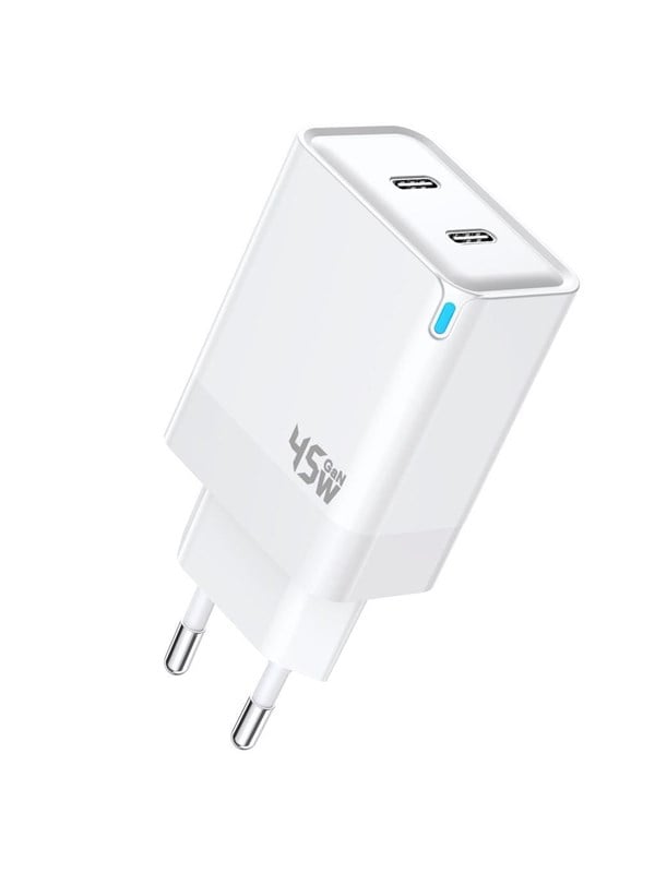 Produktfoto för SiGN Dual USB-C PD Laddare 45W till Laptop & Smartphones - Vit