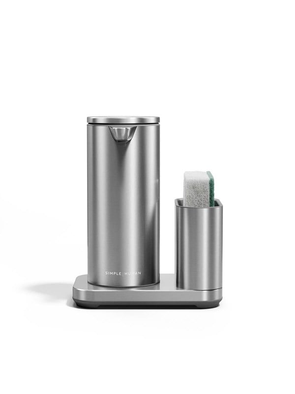 Simplehuman laddningsbar sensordispenser med svamphållare - borstat rostfritt stål