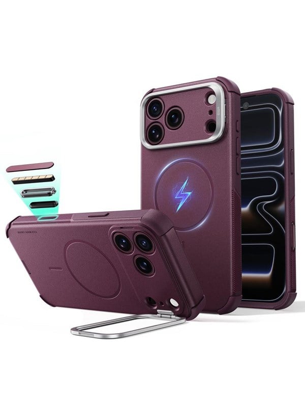 ESR Cyber ââTough Kickstand MagSafe Case for iPhone 18 Pro / 17 Pro - Burgundy
