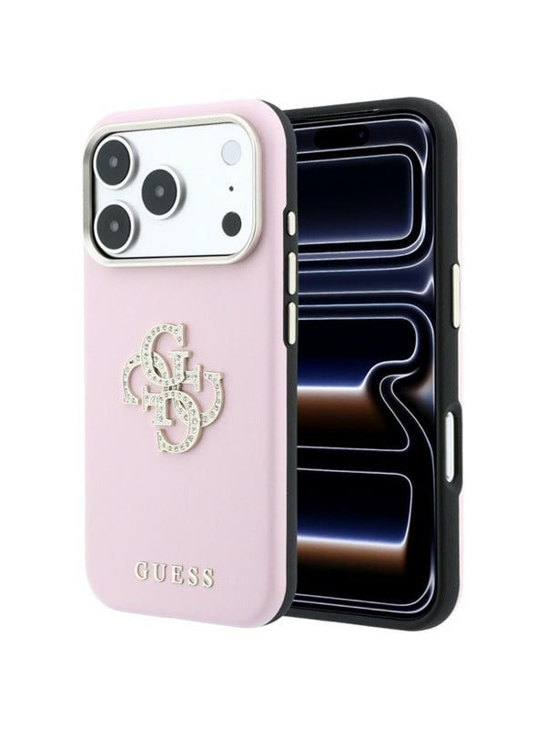 GUESS Smooth & Big Strass Logo Case for iPhone 18 Pro / 17 Pro - Pink
