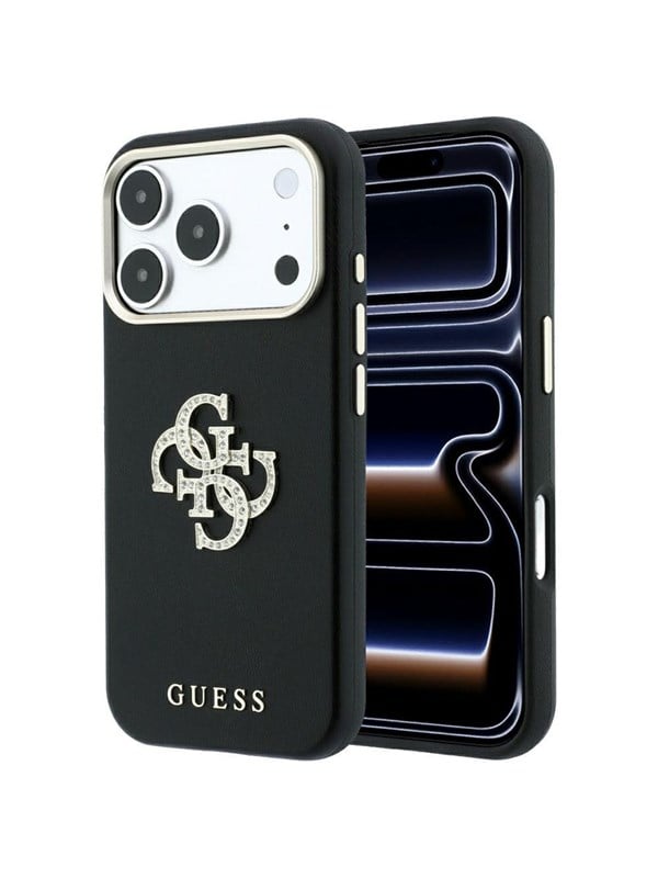 GUESS Smooth & Big Strass Logo Case for iPhone 18 Pro Max / 17 Pro Max - Black
