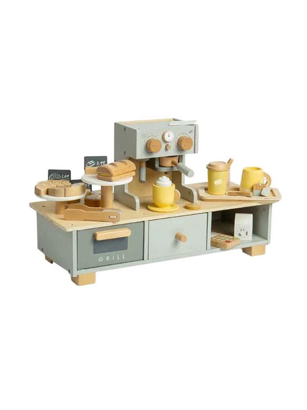 Bigjigs Wooden Coffee Corner Playset 32 pieces.