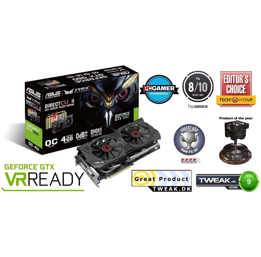 Grafikkort - ASUS GeForce GTX 980 - 4GB GDDR5 RAM - Grafikkort - 90YV07D0-M0NA00