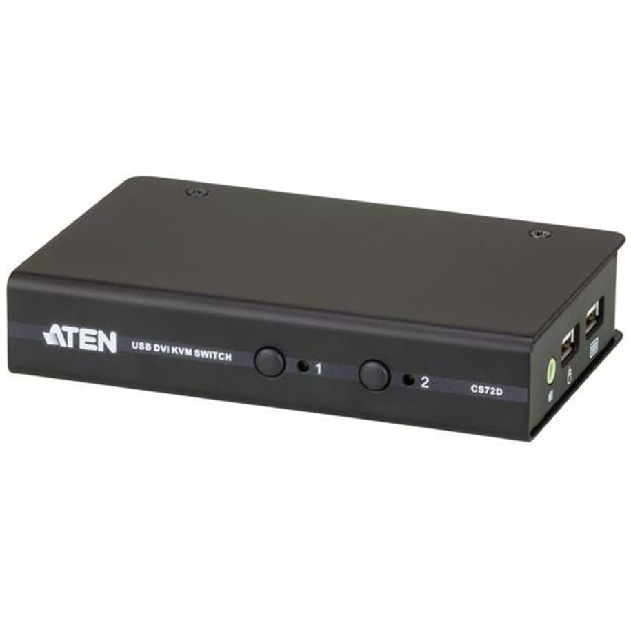 KVM switch - ATEN 2 Port USB DVI KVM (Ingår KVM kablar) - CS72D-AT