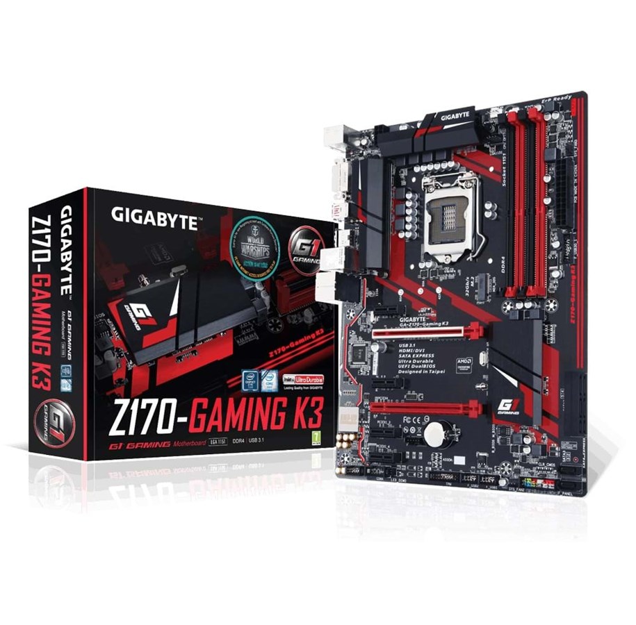 Moderkort - GIGABYTE GA-Z170-GAMING K3-EU Moderkort - Intel Z170 - Intel LGA1151 - DDR4 RAM - ATX - GA-Z170-GAMING K3-EU