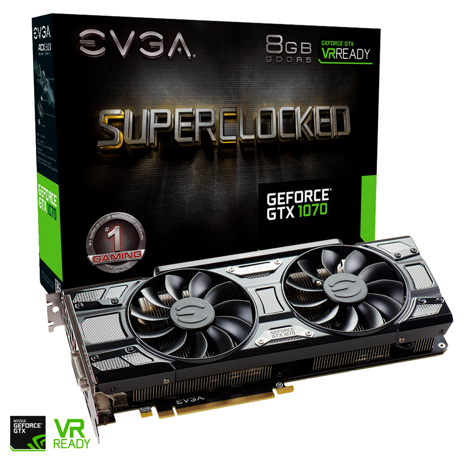 Grafikkort - EVGA GeForce GTX 1070 Black - 8GB GDDR5 RAM - Grafikkort - 08G-P4-5173-KR