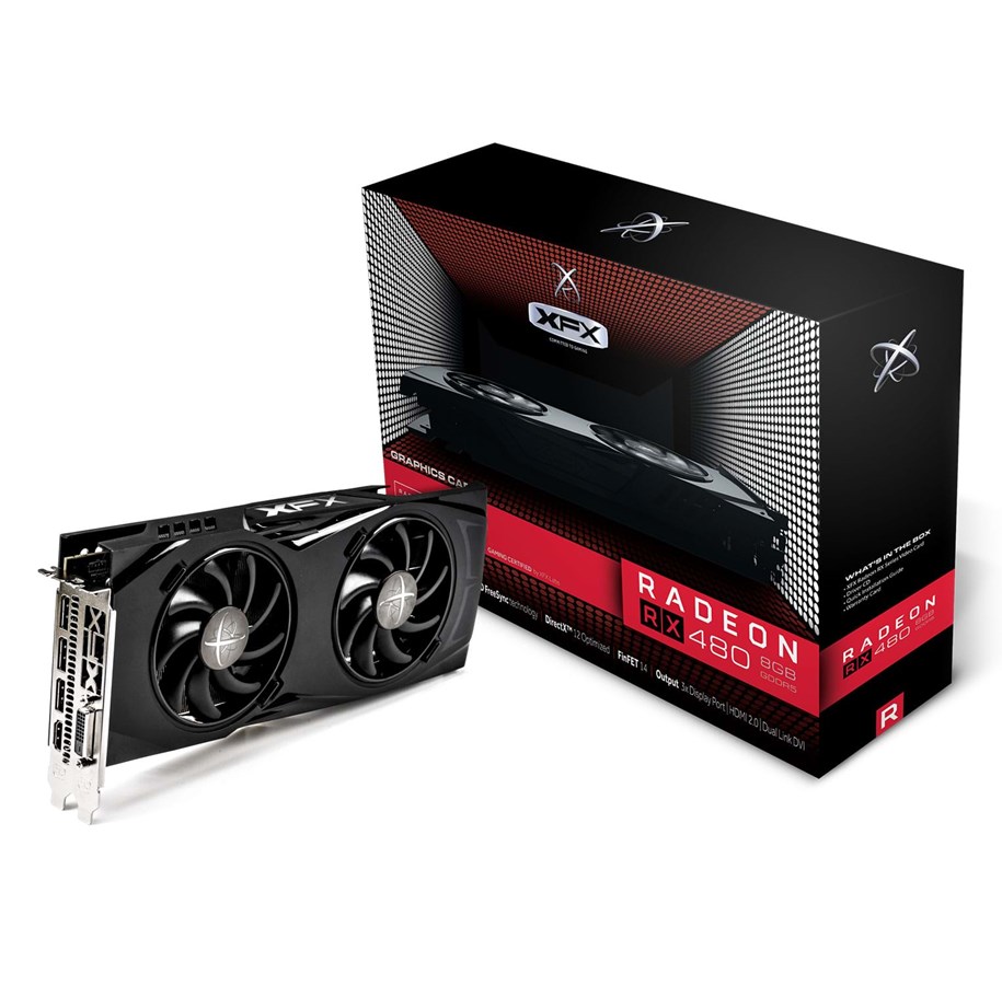 Grafikkort - XFX Radeon RX 480 Black - 8GB GDDR5 RAM - Grafikkort - RX-480P8DBA6